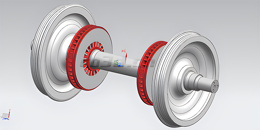 華朗三維掃描儀-動(dòng)車車輪對原始數(shù)模圖